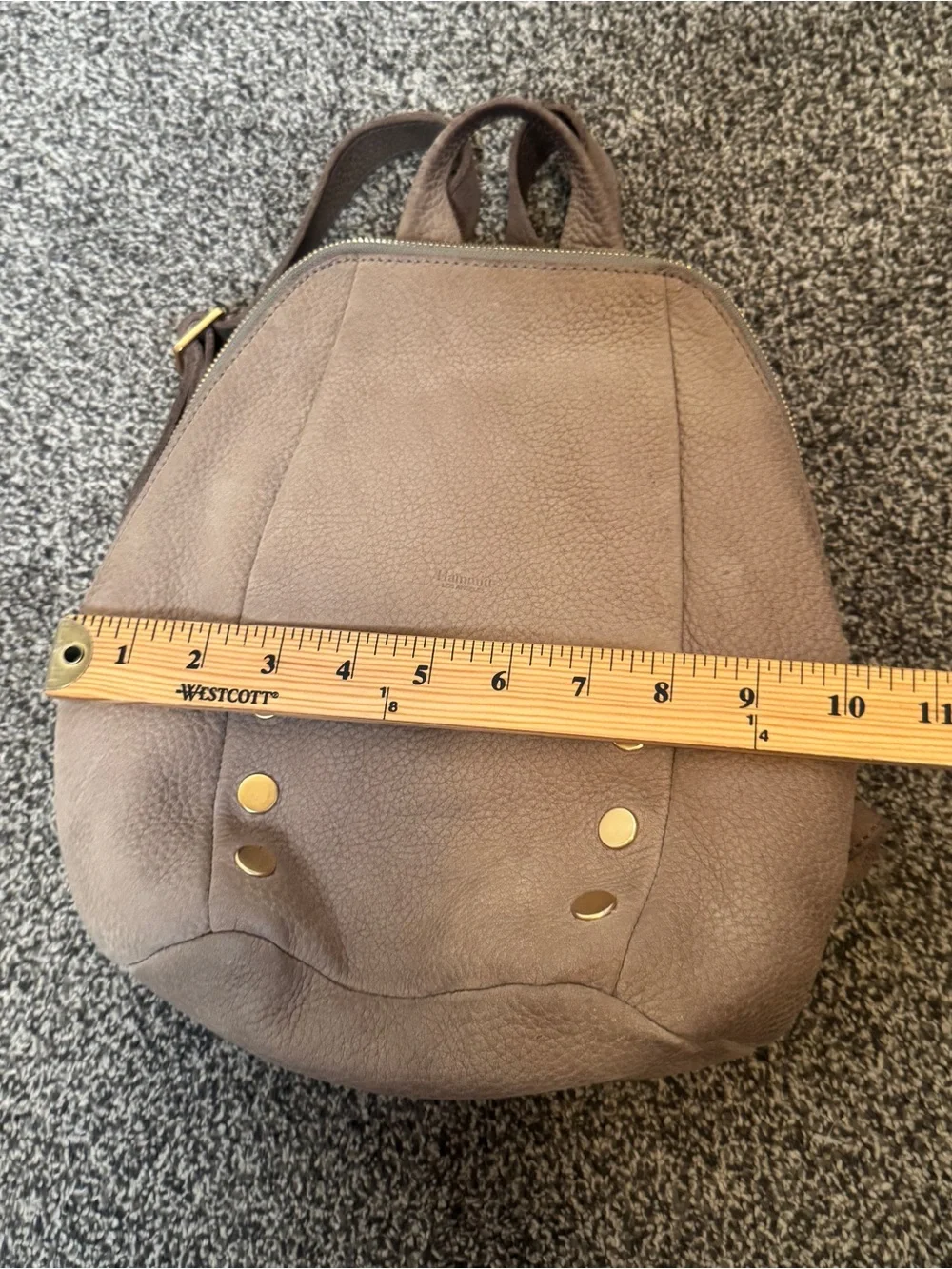 Hammitt Hunter Medium Backpack Grey Natural Brushed Gold Leather Nubuck Bag